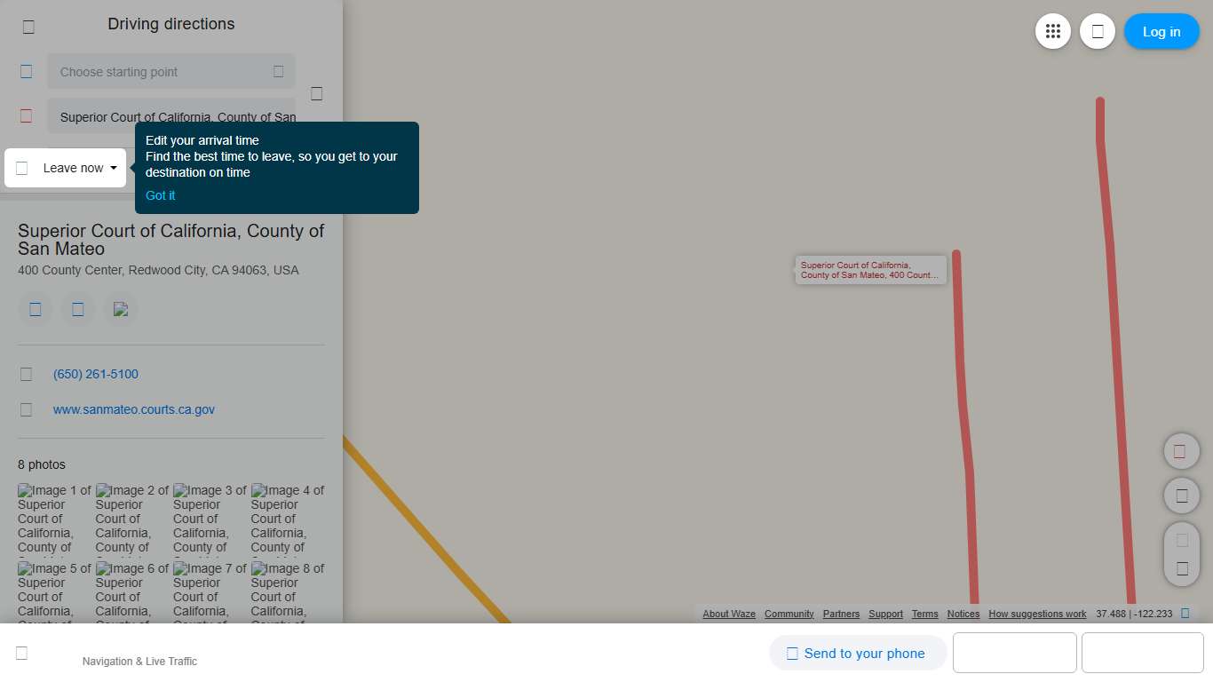 Driving directions to Superior Court of California, County of San Mateo, 400 County Center, Redwood City - Waze
